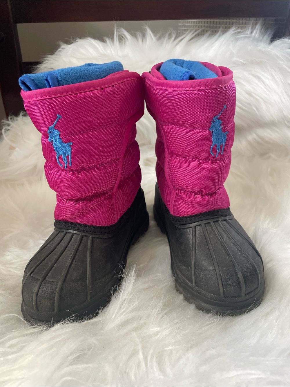 Polo Ralph Lauren Hamilten EZ Girls Pink Snow Boots Size 6 Toddler Winter Duck